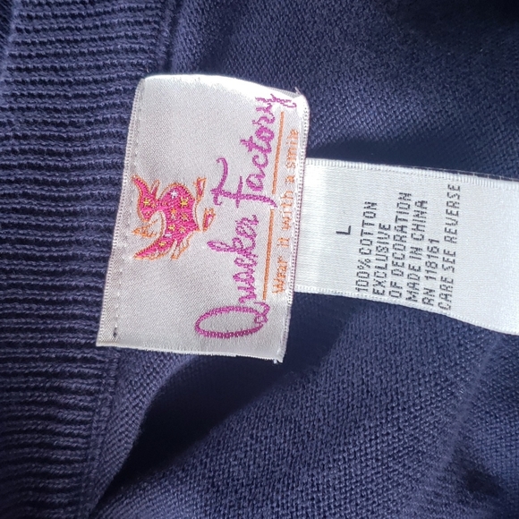 QUACKER FACTORY Vintage Ladybug Twofer Cardigan Sweater sz L Women's Top - Picture 4 of 5